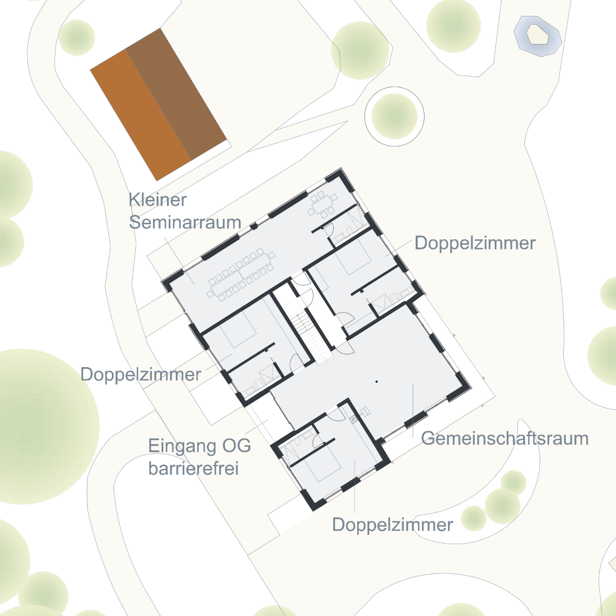 Grundriss OG Berghaus Degerfeld - Bestuhlungsvariante Besprechungstisch